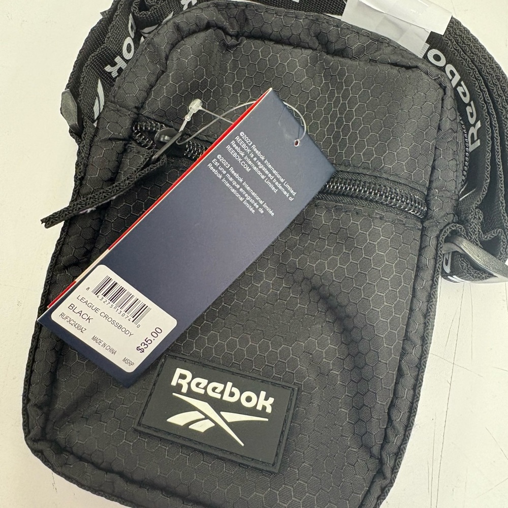 Reebok Hexagon Pattern Black Messenger Bag